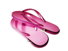 Pink Leather Flip Flops